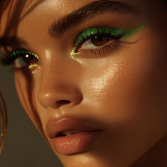 women wearing a green eyeliner
