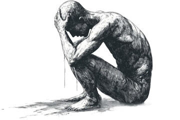 Human figure expressing deep emotional turmoil