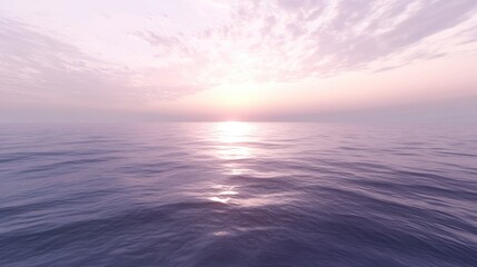 Obraz premium A dreamy sea landscape with pastel-colored sky, calm waves, and soft reflections on the water.