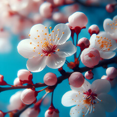 colorful flowers on blue background