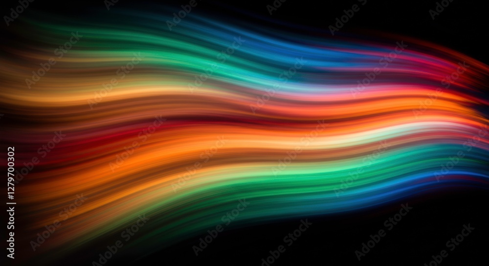 Poster chromatic flow: an abstract composition featuring a vibrant display of flowing, layered colors, crea