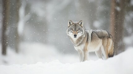 Naklejka premium Lone wolf in the snow
