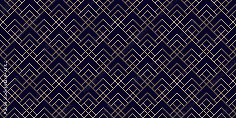 Wall mural linear grid vector seamless pattern. subtle thin golden lines texture, delicate minimalist lattice, 