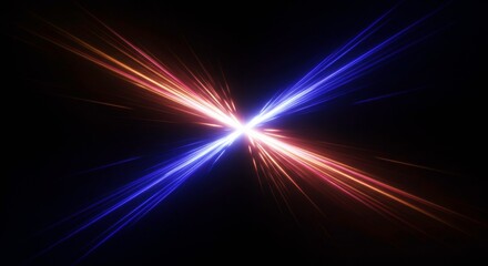 Energy Collision: A striking abstract representation of a dynamic intersection, where vibrant red and blue beams of energy collide in a captivating display of light and motion.