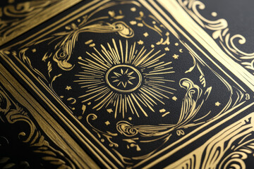 Fototapeta premium A luxurious black and gold New Year invitation card, featuring elegant typography and shimmering foil textures.