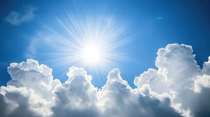 A radiant daytime sky, brilliant blue with smooth gradients and fluffy white clouds.