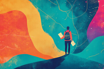 A reflective illustration of a person standing at a crossroads with a map in hand, symbolizing the journey of personal growth and the choices that lead to self discovery.