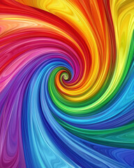 Fototapeta premium An Abstract rainbow spiral pattern creates joyful energy with space for text