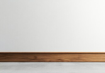 Naklejka premium Minimalist interior wall with wooden baseboard.