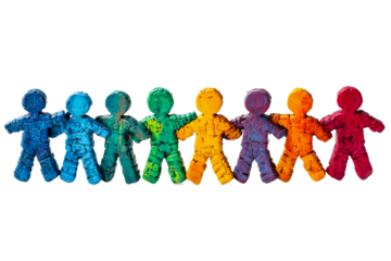 Colorful figures represent unity and diversity