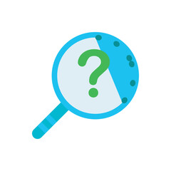 question mark with magnifying glass symbol of customer service care flat icon design. 