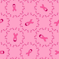 Breast cancer month seamless pink ribbon day mammogram pattern for wrapping paper and medical accessories