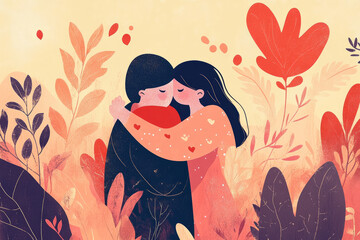 A heartwarming illustration of a person sharing a heartfelt embrace with a loved one, with warm colors surrounding them, symbolizing the importance of empathy in relationships.
