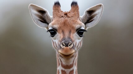 Fototapeta premium Baby giraffe portrait in zoo