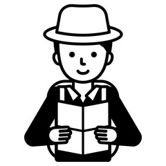 지도 보는 여행객 아이콘