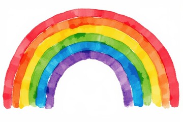 Fototapeta premium A Vibrant Watercolor Rainbow Displaying Seven Distinct Colors Set Against a White Background, Symbolizing Hope and Diversity