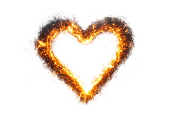 Heart shape created with glowing sparks of light