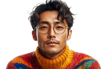Confident man in vibrant sweater