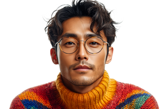 Confident man in vibrant sweater