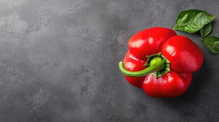 Fresh red bell pepper on dark background
