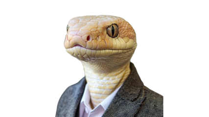 Lizard in a suit poses for the camera