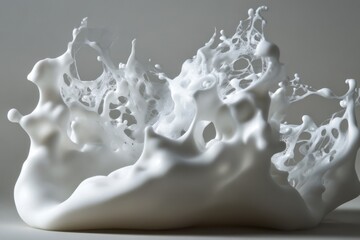 Dynamic white foam rises and explodes in ethereal formation