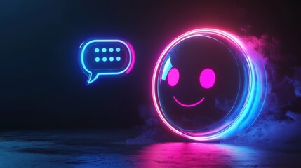 Futuristic aidriven customer service interface with neon accents