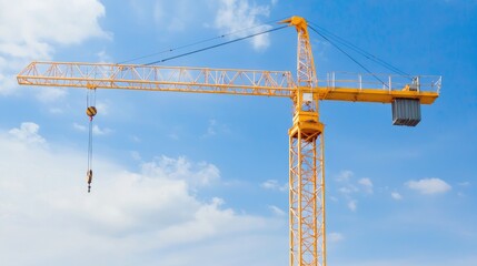 Yellow Construction Crane Against Blue Sky