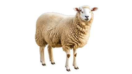 Brown and white sheep on white background