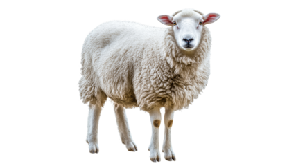 Sheep standing quietly in a bright studio setting