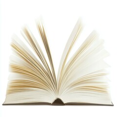 An open book on white beckons readers to dive into its world of tales and insights, waiting to be discovered.