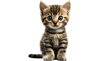 Kitten with big eyes on white background