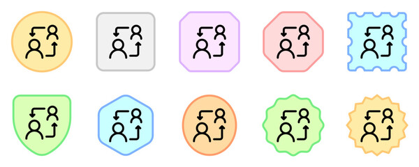 Naklejka premium Editable turnover, exchange, substitue, replace, switch, users, accounts vector icon. Work, job. Part of a big icon set family. Perfect for web and app interfaces, presentations, infographics, etc