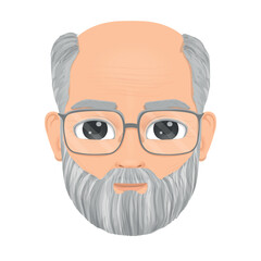 Portrait of old man with gray hair and glasses