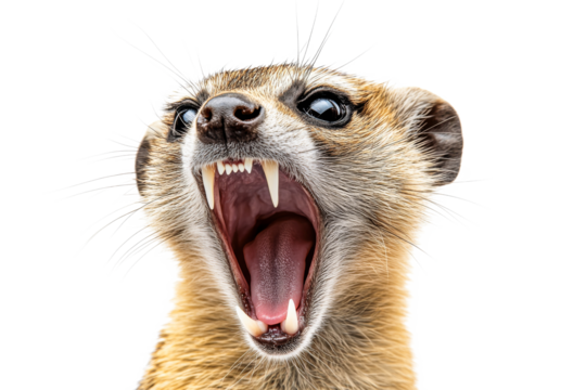 Meerkat showing teeth in a fierce display