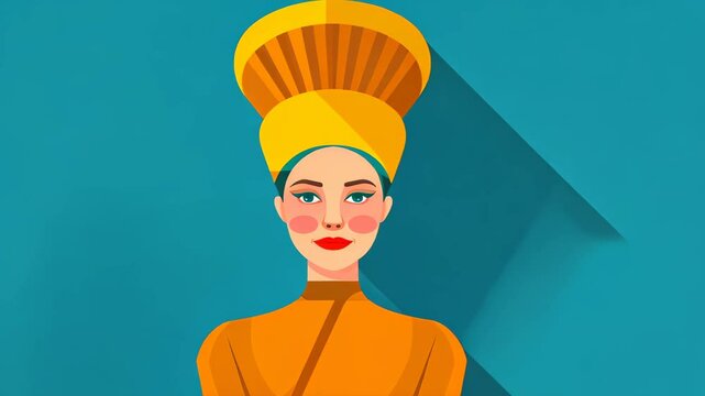 Illustration of a Slavic woman in kokoshnik with traditional patterns, showcasing Russian culture.