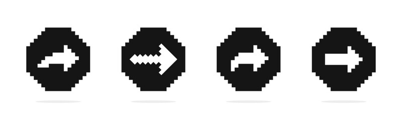Fototapeta premium Pixel arrows. Pixel art arrows. Pixelated arrow icon set