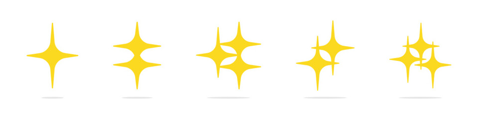 Stars collection. Star vector icons. Golden Stars. Different star shapes. Sparkle star icon set.