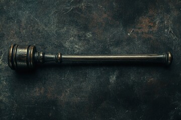 Antique gavel on dark textured surface. Potential legal use