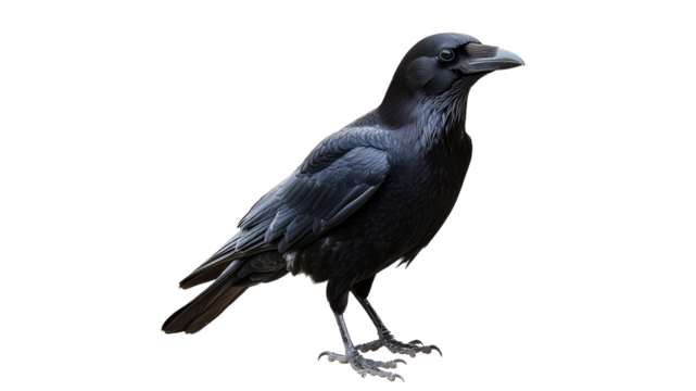 Crow perched with a piercing gaze in daylight