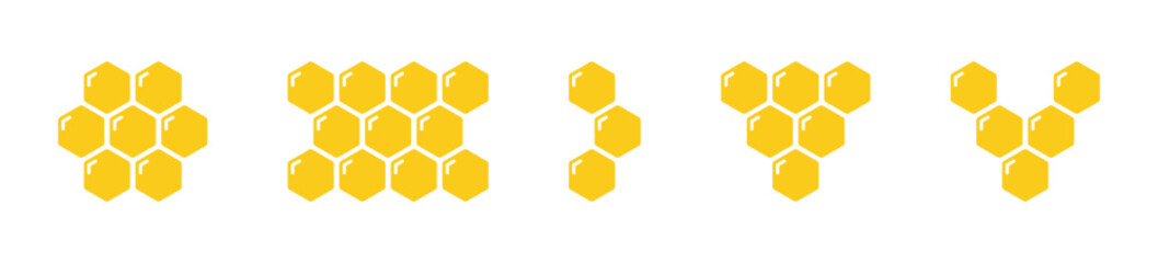 Honeycomb icon. Set of honeycomb icons. Natural honeycomb icons collection. Beeswax hive icons.