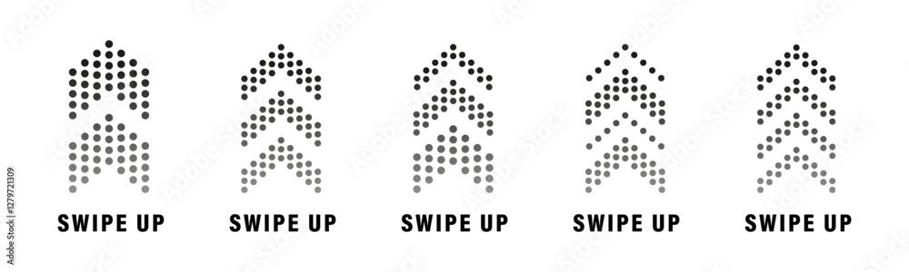 Poster swipe up icon set. arrow up buttons. swipe up arrow button set.
