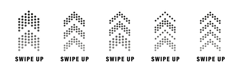 Swipe up icon set. Arrow up buttons. Swipe up arrow button set.