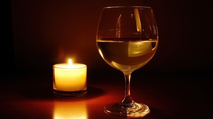 Wine glass and candlelight