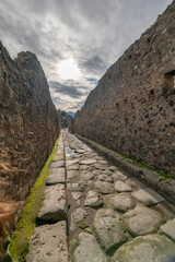 Pompeii the ancient Roman city affected by the eruption of Mount Vesuvius near Naples Italy