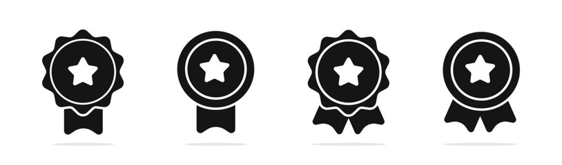 Medal vector icons. Approved or certified medal icon. Certified badge. Approval badge symbols.  Approval icon set