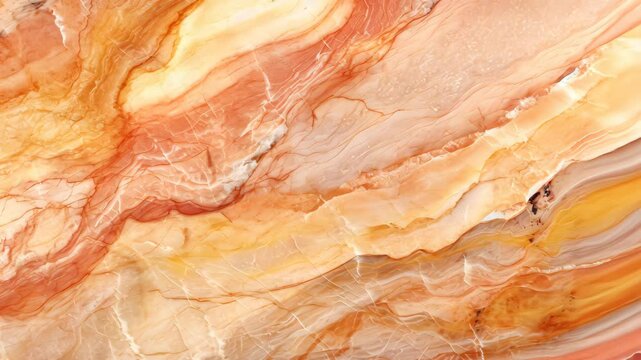 Peach fuzz marbleized stone or granite texture in an abstract background, AI Generated.
