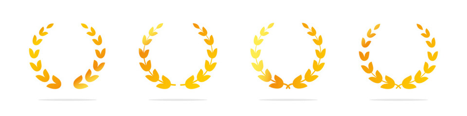  Wreath icons. Laurel wreath vector illustration. Award, success, champion wreaths. Circulaar foliate