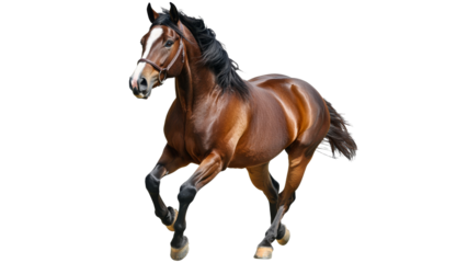 Horse running in a bright open space