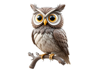 Fototapeta premium Adorable Cartoon Owl Image Cute Baby Owl 3D Render